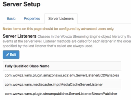 View of Server Listener Streaming Publisher 