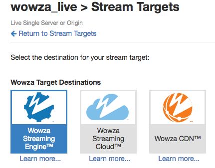 selecting destination for stream target