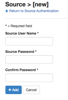 Add credentials or source authentication