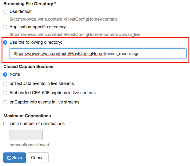 Configuring settings for custom directory