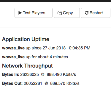 View uptime for applicaiton and throughput details